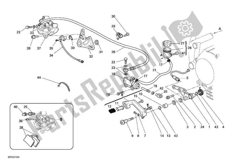 Todas as partes de Sistema De Freio Traseiro do Ducati Superbike 749 Dark 2006